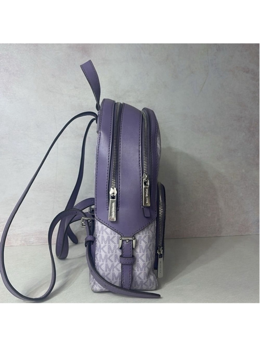 Michael Kors Jaycee Backpack MK Logo Purple & White Orchid Haze Center Stripe - Picture 10 of 15